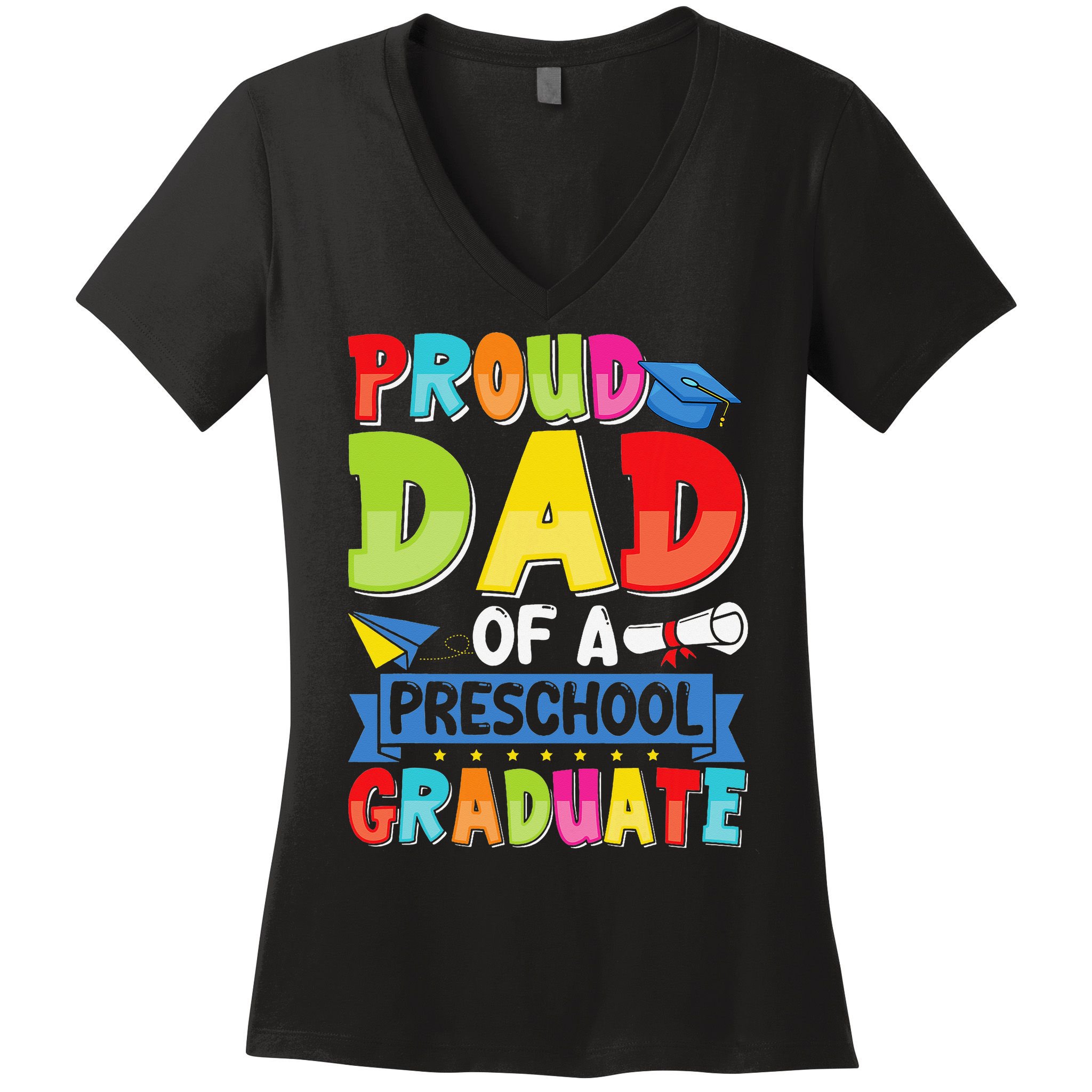 Proud Dad Class Of 2025 Preschool Pre-K Graduate Graduation Women's V-Neck T-Shirt