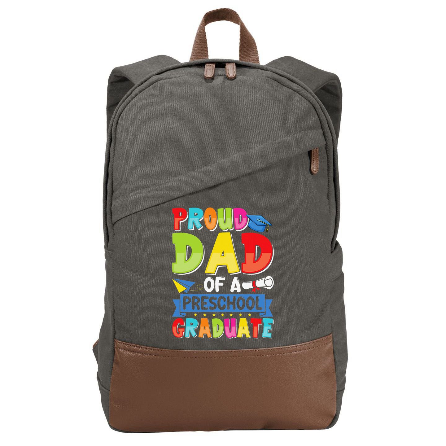 Proud Dad Class Of 2025 Preschool Pre-K Graduate Graduation Cotton Canvas Backpack