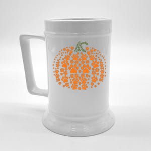 Pumpkin Dog Cat Paw Print Halloween Pet Lover Long Sleeve Beer Stein