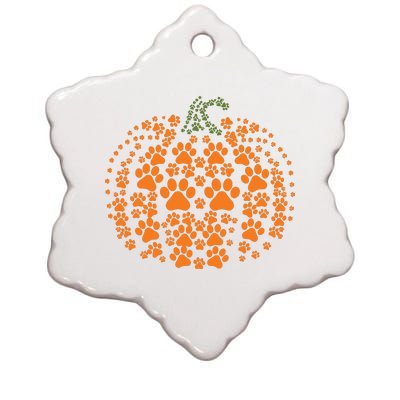 Pumpkin Dog Cat Paw Print Halloween Pet Lover Long Sleeve Ceramic Star Ornament