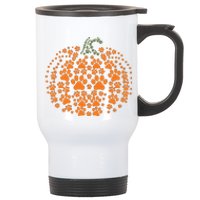 Pumpkin Dog Cat Paw Print Halloween Pet Lover Long Sleeve Stainless Steel Travel Mug