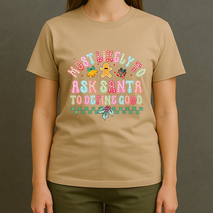 Polka Dots Christmas Most Likely To Ask Santa To Define Good T-Shirt