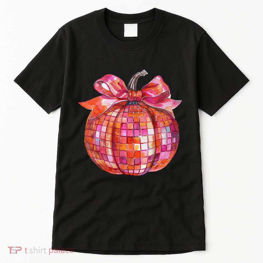 Pumpkin Disco Coquette Bow Fall Autumn Halloween Costume Gift Tall T-Shirt