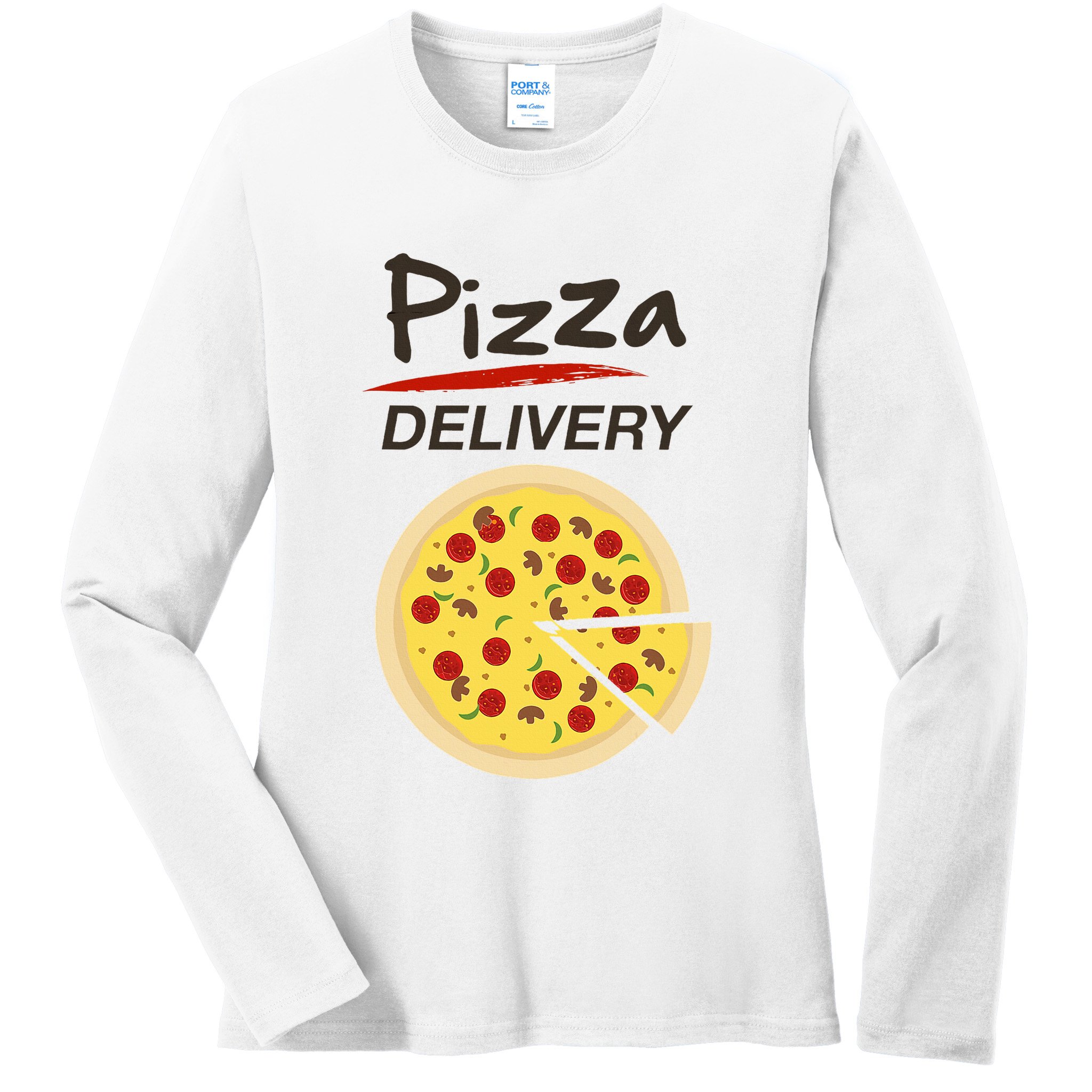 Pizza Delivery Costume Funny Fancy Dress Costumes Ladies Long Sleeve Shirt