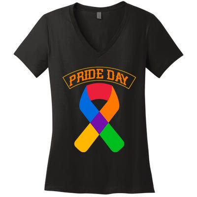 Pride Day Celebration Emblem Women's V-Neck T-Shirt