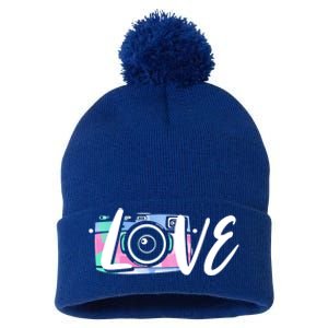 Photography Day Cute Gift Camera Love Photographer Gift Pom Pom 12in Knit Beanie