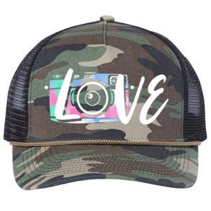 Photography Day Cute Gift Camera Love Photographer Gift Retro Rope Trucker Hat Cap