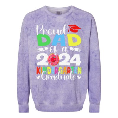 Proud Dad Class Of 2024 Kindergarten Graduate Graduation Colorblast Crewneck Sweatshirt