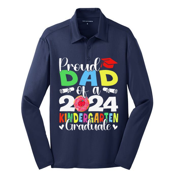 Proud Dad Class Of 2024 Kindergarten Graduate Graduation Silk Touch Performance Long Sleeve Polo