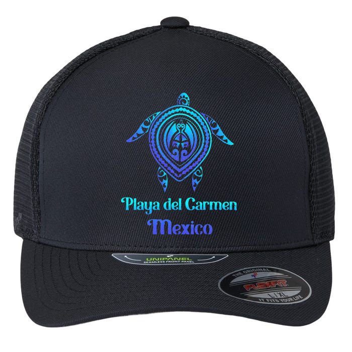 Playa Del Carmen Mexico Sea Turtle Tribal Tattoo Souvenirs Flexfit Unipanel Trucker Cap