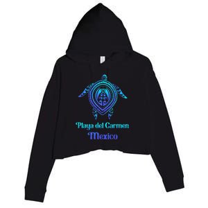 Playa Del Carmen Mexico Sea Turtle Tribal Tattoo Souvenirs Crop Fleece Hoodie