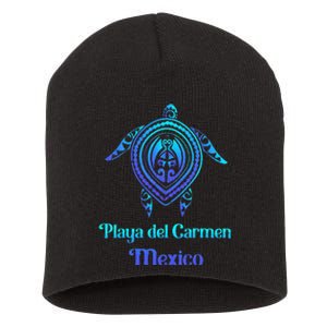 Playa Del Carmen Mexico Sea Turtle Tribal Tattoo Souvenirs Short Acrylic Beanie