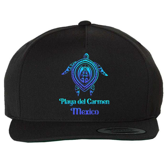 Playa Del Carmen Mexico Sea Turtle Tribal Tattoo Souvenirs Wool Snapback Cap