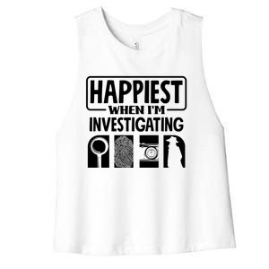 Private Detective Crime Investigator Investigating Cool Gift Women's Racerback Cropped Tank