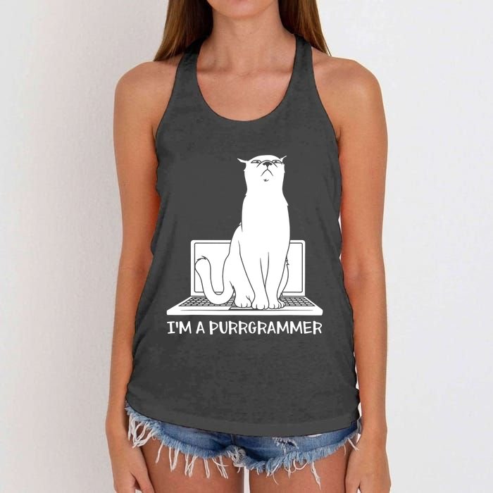Programming Developer Coding Cat Programmer Women's Knotted Racerback Tank