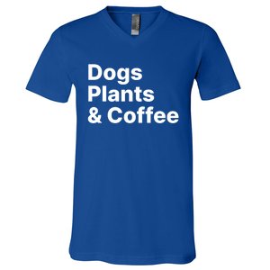 Plants Dogs Coffee Gift Plant Lover Dog Mama Mom Coffee Gift V-Neck T-Shirt