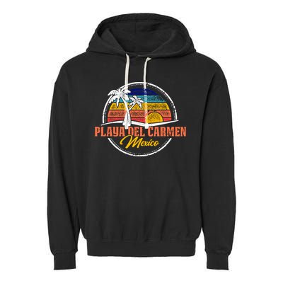Playa Del Carmen Retro Sunset Garment-Dyed Fleece Hoodie