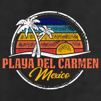 Playa Del Carmen Retro Sunset 7 Panel Mesh Trucker Snapback Hat