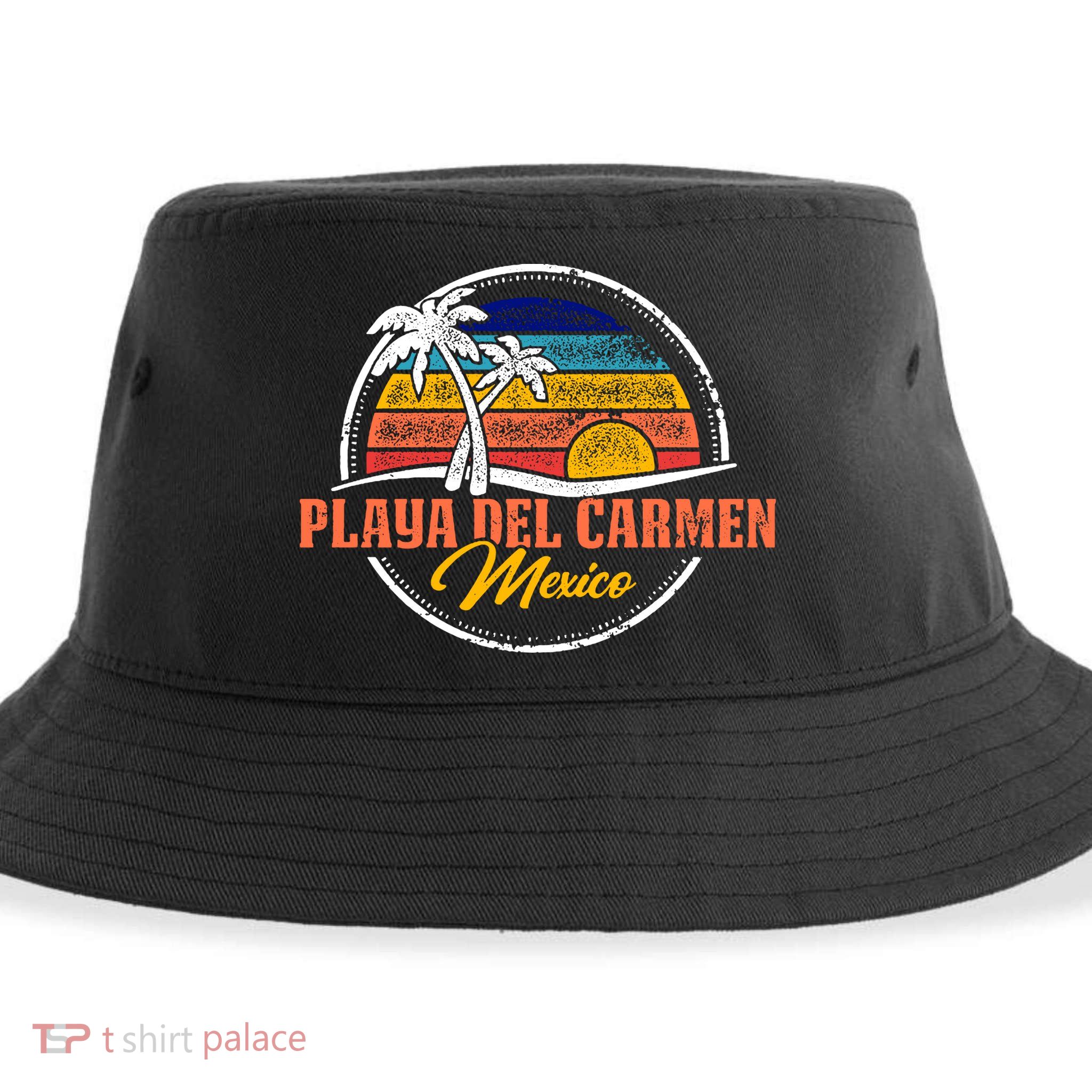 Playa Del Carmen Retro Sunset Sustainable Bucket Hat