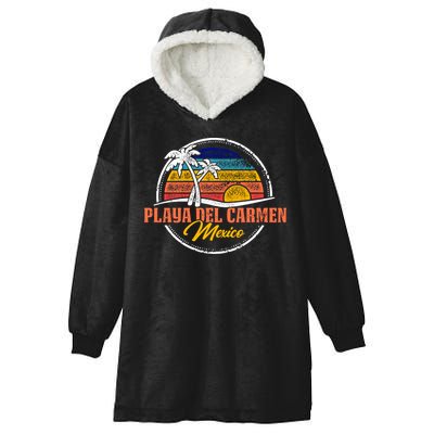 Playa Del Carmen Retro Sunset Hooded Wearable Blanket