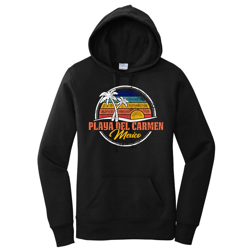 Playa Del Carmen Retro Sunset Women's Pullover Hoodie