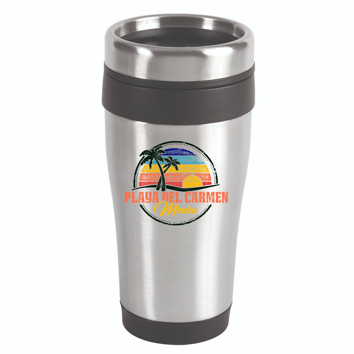 Playa Del Carmen Retro Sunset 16oz Travel Tumbler