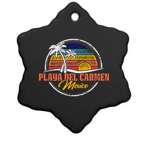 Playa Del Carmen Retro Sunset Ceramic Star Ornament