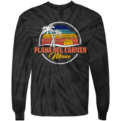 Playa Del Carmen Retro Sunset Tie-Dye Long Sleeve Shirt