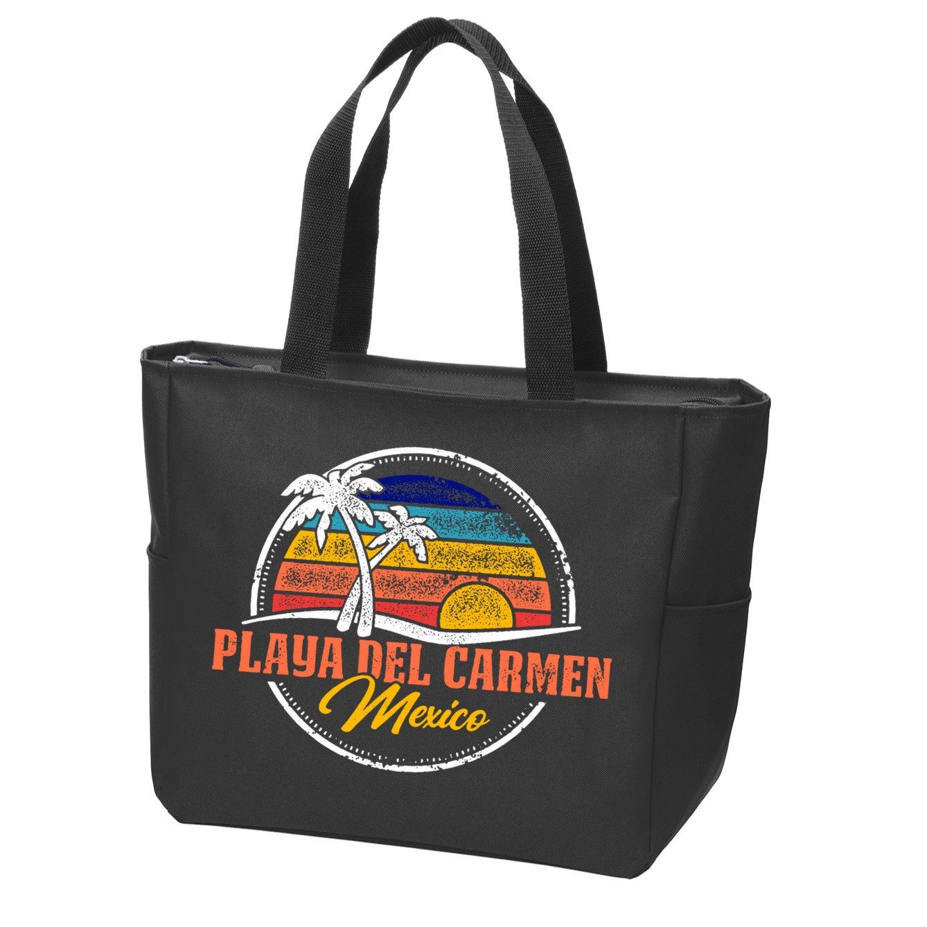 Playa Del Carmen Retro Sunset Zip Tote Bag