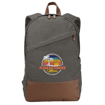 Playa Del Carmen Retro Sunset Cotton Canvas Backpack
