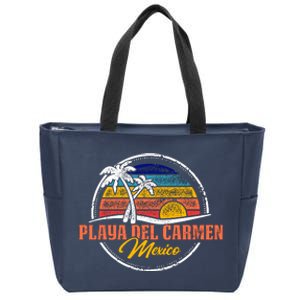 Playa Del Carmen Retro Sunset Zip Tote Bag