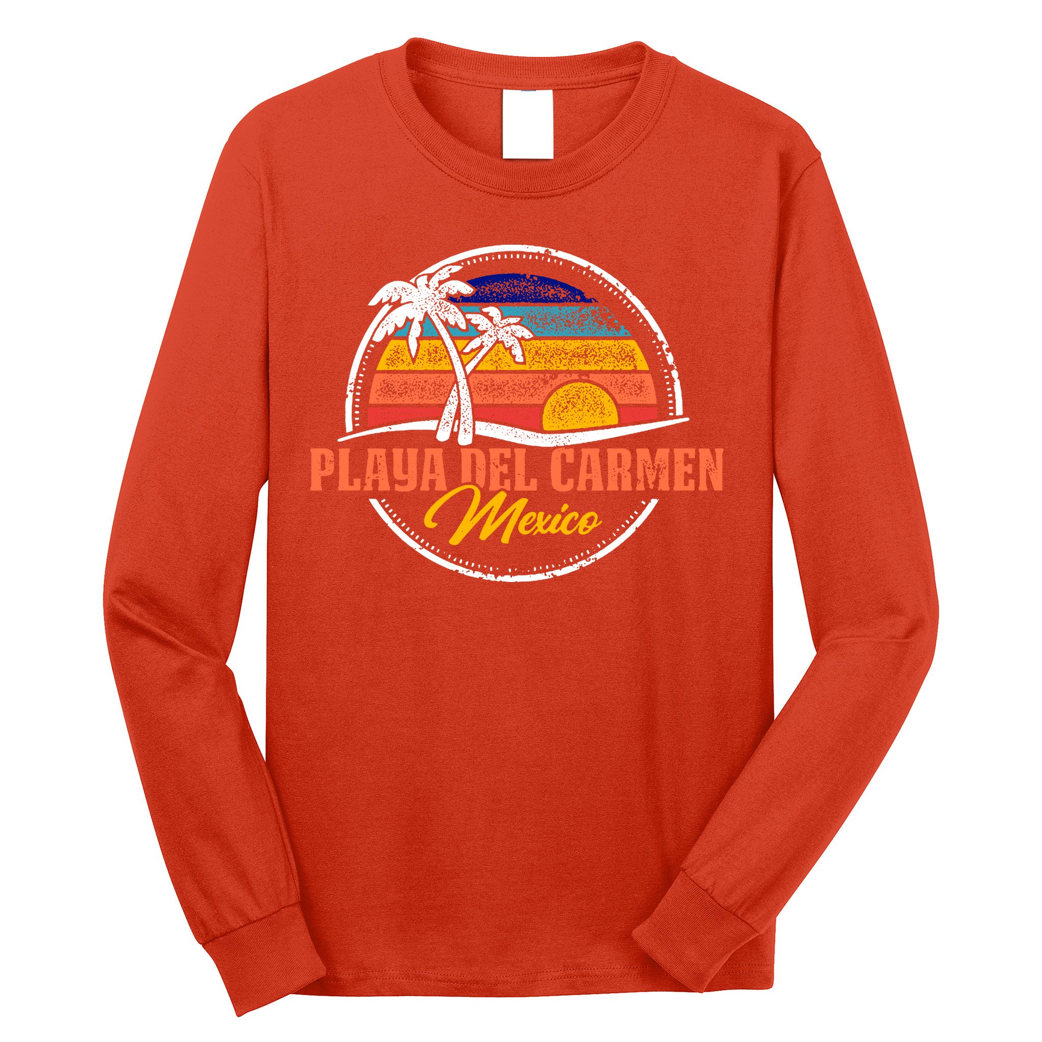Playa Del Carmen Retro Sunset Long Sleeve Shirt