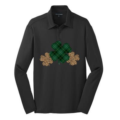 Patrick's Day Clover Blessed And Lucky Silk Touch Performance Long Sleeve Polo