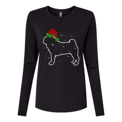 Pug Dog Christmas Tree Lights Funny Xmas Pug Owner Christmas Meaningful Gift Womens Cotton Relaxed Long Sleeve T-Shirt