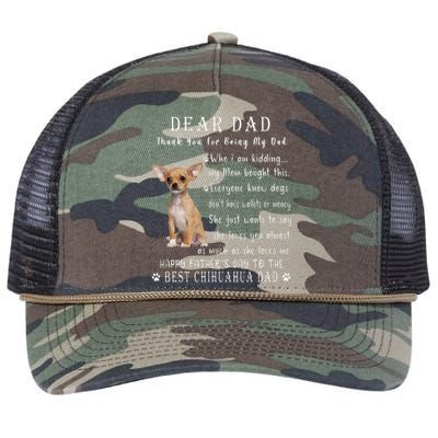 Pet Dog Chihuahua Lovers Fathers Day Chihuahua Dad Retro Rope Trucker Hat Cap