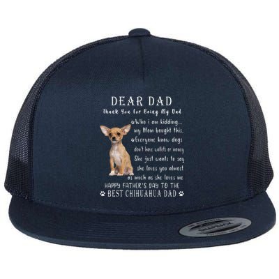 Pet Dog Chihuahua Lovers Fathers Day Chihuahua Dad Flat Bill Trucker Hat