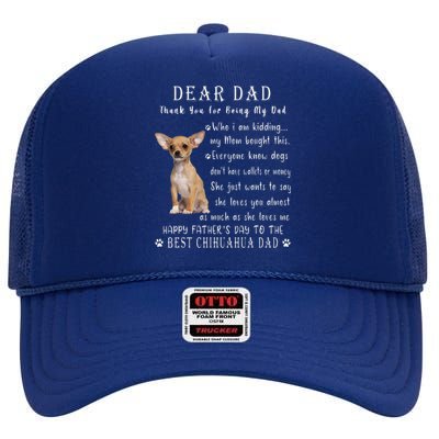 Pet Dog Chihuahua Lovers Fathers Day Chihuahua Dad High Crown Mesh Back Trucker Hat