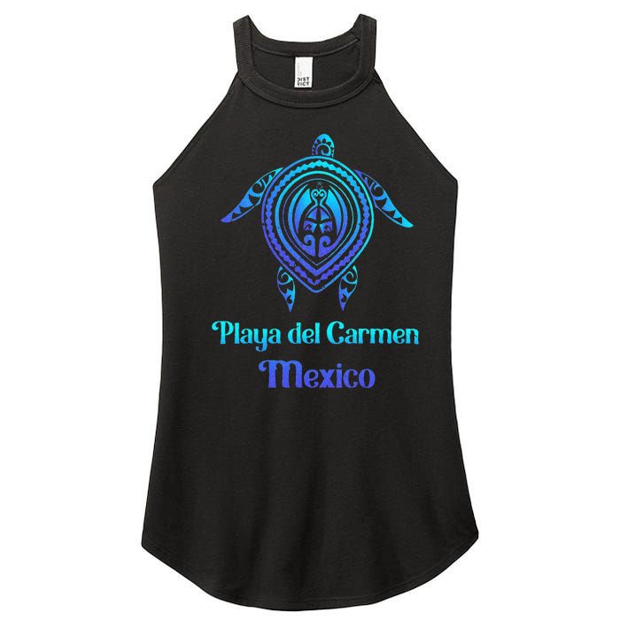 Playa Del Carmen Mexico Sea Turtle Tribal Tattoo Souvenirs Women’s Perfect Tri Rocker Tank