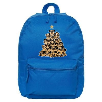 Pug Dogs Christmas Tree Santa Xmas Animals Lover Design Gift 16 in Basic Backpack