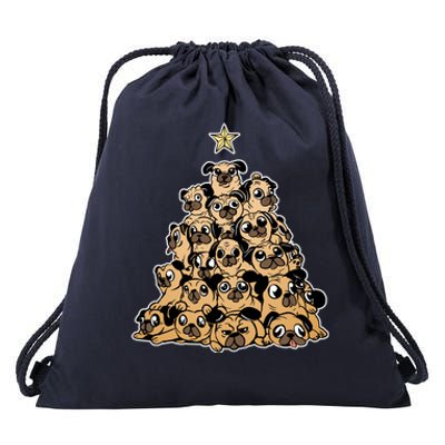 Pug Dogs Christmas Tree Santa Xmas Animals Lover Design Gift Drawstring Bag