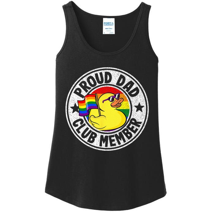 Proud Dad Club Member Rubber Duck Rainbow Gay Lesbian LGBT Ladies Essential Tank