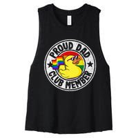 Proud Dad Club Member Rubber Duck Rainbow Gay Lesbian LGBT Women's Racerback Cropped Tank