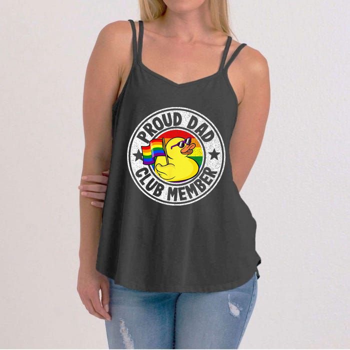 Proud Dad Club Member Rubber Duck Rainbow Gay Lesbian LGBT Women's Strappy Tank