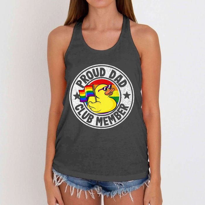 Proud Dad Club Member Rubber Duck Rainbow Gay Lesbian LGBT Women's Knotted Racerback Tank