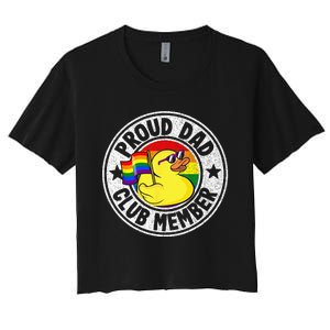 Proud Dad Club Member Rubber Duck Rainbow Gay Lesbian LGBT Women's Crop Top Tee