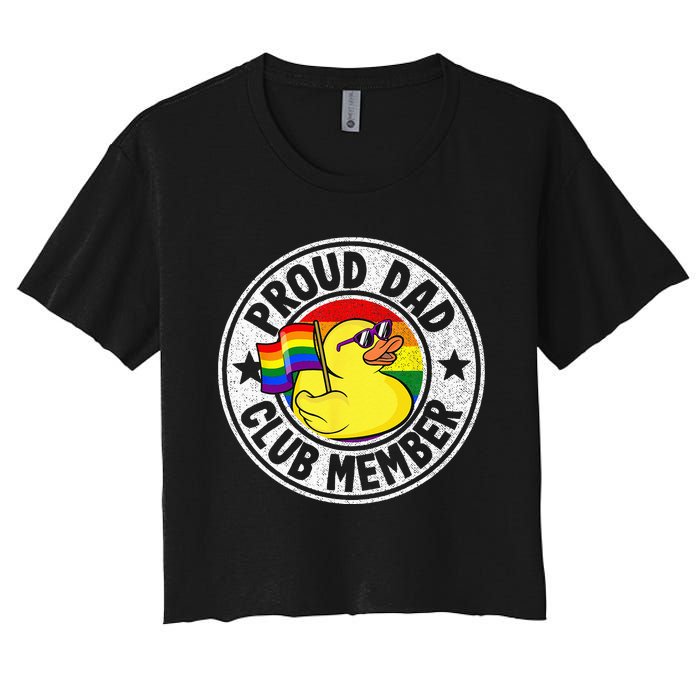 Proud Dad Club Member Rubber Duck Rainbow Gay Lesbian LGBT Women's Crop Top Tee