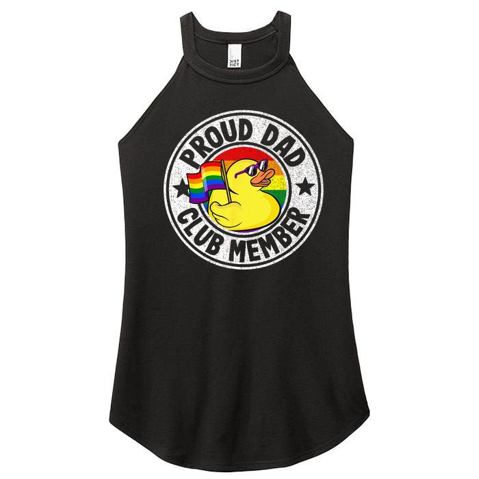 Proud Dad Club Member Rubber Duck Rainbow Gay Lesbian LGBT Women's Perfect Tri Rocker Tank