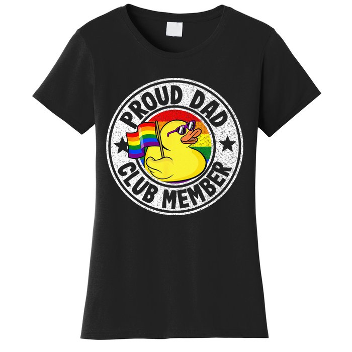 Proud Dad Club Member Rubber Duck Rainbow Gay Lesbian LGBT Women's T-Shirt