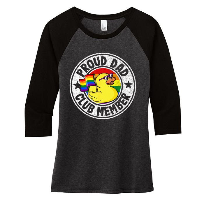 Proud Dad Club Member Rubber Duck Rainbow Gay Lesbian LGBT Women's Tri-Blend 3/4-Sleeve Raglan Shirt