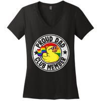 Proud Dad Club Member Rubber Duck Rainbow Gay Lesbian LGBT Women's V-Neck T-Shirt